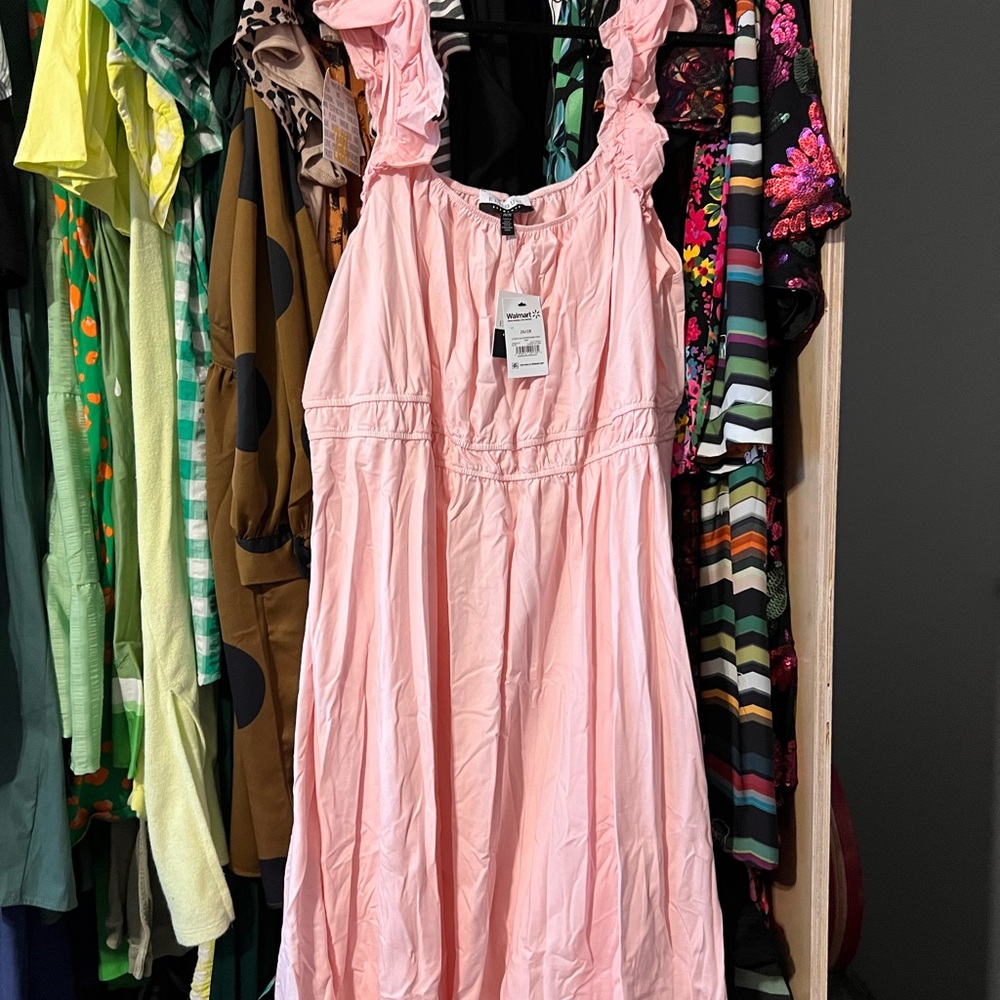 Pink Ruffled Sleeveless Dress